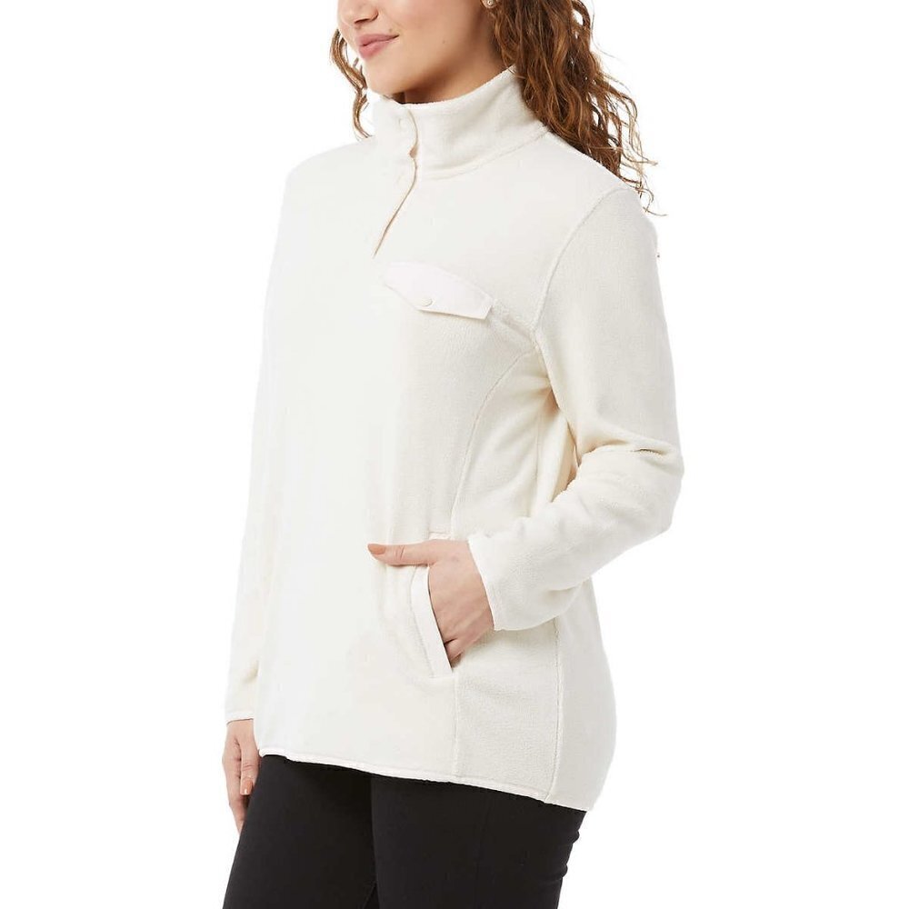 NWT 32 Degrees Women's Soft Fleece Button Snap Sweatshirt Pullover Top - Picture 2 of 8